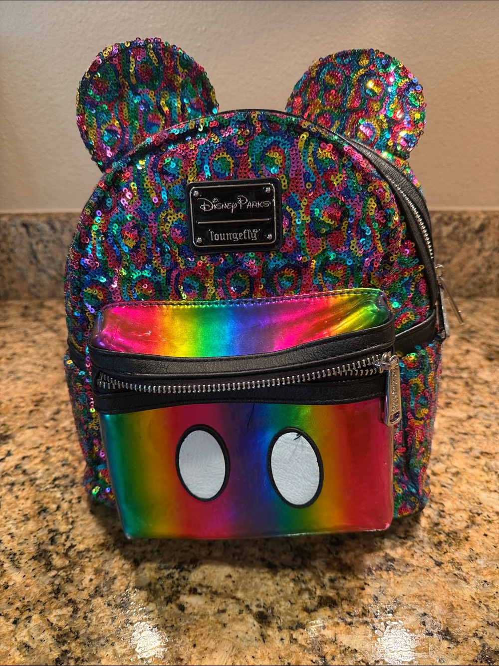 Loungefly Kids Rainbow Sequin Mickey Ear Mini Backpack - Multicolor